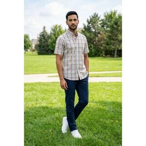 ORVIS Mens SS Buttoned Collared Dress Shirt Wrinkle Free L